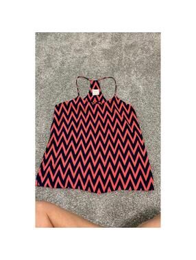 Nymphe Women's Chevron Navy Pink Tank Top size Medium